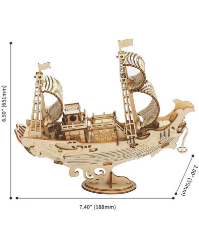 Дървен 3D пъзел Robo Time от 91 части - Японски дипломатически кораб - 2
